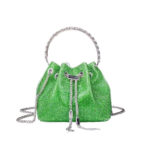 DSFDFDG Henkel Strass Abend Clutch Tasche Geldbörsen und Handtasche Luxus Designer Schultertasche Glänzende Kristall Clutch Geldbörse Beuteltasche Für Prom Hochzeit Party Bankett(Green) von DSFDFDG