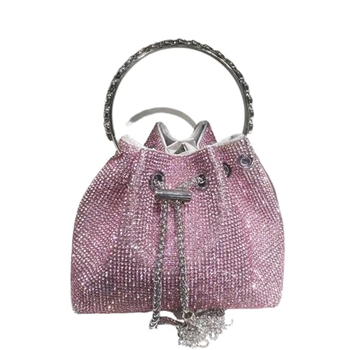 DSFDFDG Henkel Strass Abend Clutch Tasche Geldbörsen und Handtasche Luxus Designer Schultertasche Glänzende Kristall Clutch Geldbörse Beuteltasche Für Prom Hochzeit Party Bankett(Pink) von DSFDFDG
