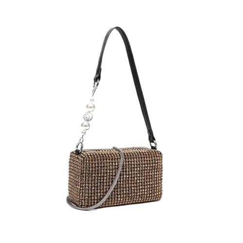 DSFDFDG Luxuriöse Abendtasche mit Strassperlen for Damen | Glitzernde Geldbörse for Bühnenauftritte | Elegante Clutch for Dinnerpartys Für Prom Hochzeit Party Bankett(Beige) von DSFDFDG