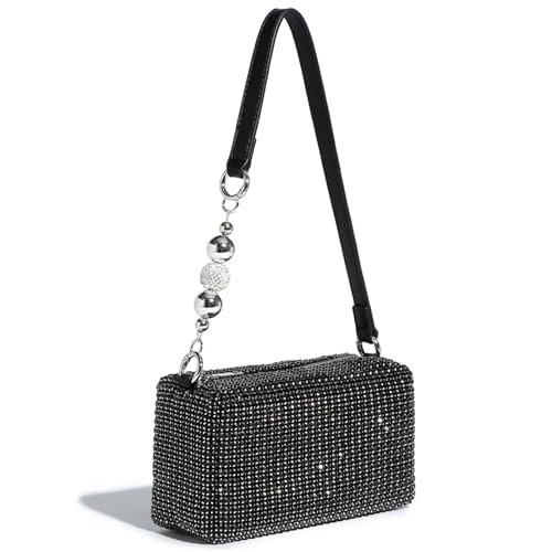 DSFDFDG Luxuriöse Abendtasche mit Strassperlen for Damen | Glitzernde Geldbörse for Bühnenauftritte | Elegante Clutch for Dinnerpartys Für Prom Hochzeit Party Bankett(GRAY) von DSFDFDG