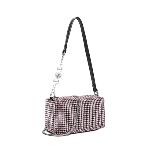 DSFDFDG Luxuriöse Abendtasche mit Strassperlen for Damen | Glitzernde Geldbörse for Bühnenauftritte | Elegante Clutch for Dinnerpartys Für Prom Hochzeit Party Bankett(Pink) von DSFDFDG