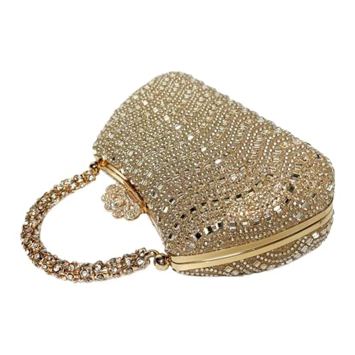 DSFDFDG Luxus Diamanten Damen Handtaschen Voll Strass Design Party Clutch Bag Tragbare Tote Schulter Messenger Bags Für Prom Hochzeit Party Bankett(Gold) von DSFDFDG