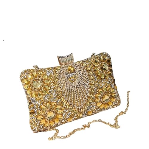 DSFDFDG Luxus Funkelnde Strass Abend Clutch Taschen for Frauen Hochzeit Prom Dinner Party Edelstein Umhängetasche Handtaschen Für Prom Hochzeit Party Bankett(Gold) von DSFDFDG