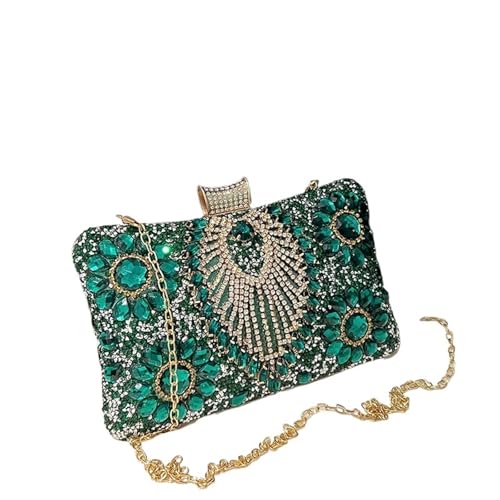 DSFDFDG Luxus Funkelnde Strass Abend Clutch Taschen for Frauen Hochzeit Prom Dinner Party Edelstein Umhängetasche Handtaschen Für Prom Hochzeit Party Bankett(Green) von DSFDFDG