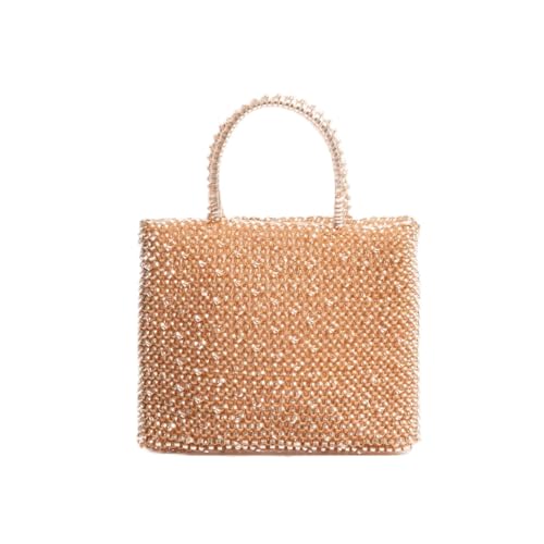 DSFDFDG Modische handgewebte silberne Handtasche, handgewebte Umhängetasche aus PVC, glänzende rechteckige Clutch, schicke Kettenhandtasche Für Prom Hochzeit Party Bankett(Color 3) von DSFDFDG