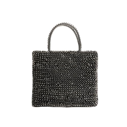 DSFDFDG Modische handgewebte silberne Handtasche, handgewebte Umhängetasche aus PVC, glänzende rechteckige Clutch, schicke Kettenhandtasche Für Prom Hochzeit Party Bankett(Color 7) von DSFDFDG