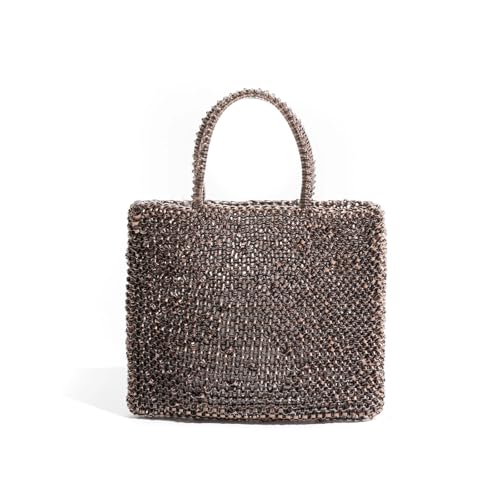 DSFDFDG Modische handgewebte silberne Handtasche, handgewebte Umhängetasche aus PVC, glänzende rechteckige Clutch, schicke Kettenhandtasche Für Prom Hochzeit Party Bankett(Color 8) von DSFDFDG