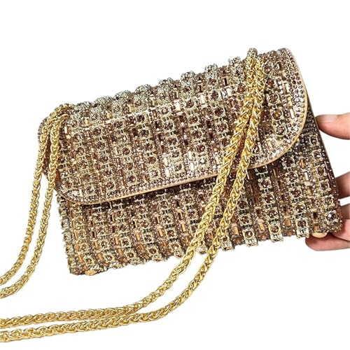 DSFDFDG Tasche for Party Damen Elegante und vielseitige Strass-Geldbörse Luxus-Designer-Handtaschen Tragetasche Für Prom Hochzeit Party Bankett(Gold) von DSFDFDG
