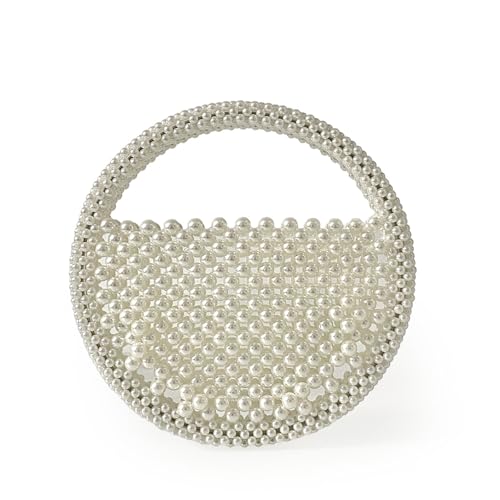 DSFDFDG Vielseitig, elegant, exquisite Textur, handgefertigte Perlenschnur, Perlentasche, Dinner Bag Für Prom Hochzeit Party Bankett(Beige) von DSFDFDG