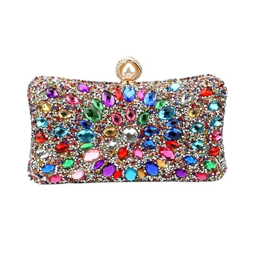 DSFDFDG Volldiamanten Abendtaschen Blume Strass Clutch Taschen Metall Perle Luxus Prom Hochzeit Abendessen Handtaschen Für Prom Hochzeit Party Bankett(Color 12) von DSFDFDG