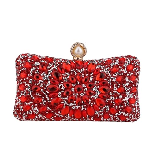 DSFDFDG Volldiamanten Abendtaschen Blume Strass Clutch Taschen Metall Perle Luxus Prom Hochzeit Abendessen Handtaschen Für Prom Hochzeit Party Bankett(Color 3) von DSFDFDG