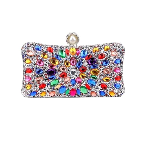 DSFDFDG Volldiamanten Abendtaschen Blume Strass Clutch Taschen Metall Perle Luxus Prom Hochzeit Abendessen Handtaschen Für Prom Hochzeit Party Bankett(Color 5) von DSFDFDG
