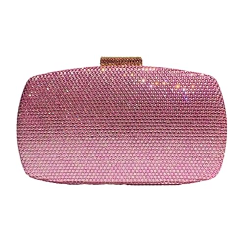 Damen-Geldbörse in Kastenform mit funkelnden Strasssteinen, formelle Party- und Abschlussball-Kristall-Diamant-Abendtasche mit abnehmbarer Kette, Umhängetasche Für Prom Hochzeit Party Bankett(Pink) von DSFDFDG