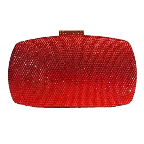 Damen-Geldbörse in Kastenform mit funkelnden Strasssteinen, formelle Party- und Abschlussball-Kristall-Diamant-Abendtasche mit abnehmbarer Kette, Umhängetasche Für Prom Hochzeit Party Bankett(Red) von DSFDFDG