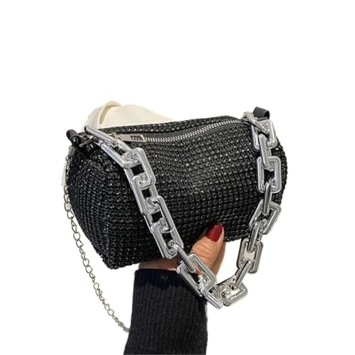 Damen Mini Umhängetasche Allover Strass Bucket Bag Multifunktionale Glitzerkette Abschlussball Geldbörse Handtaschen Damen Für Prom Hochzeit Party Bankett(Black) von DSFDFDG
