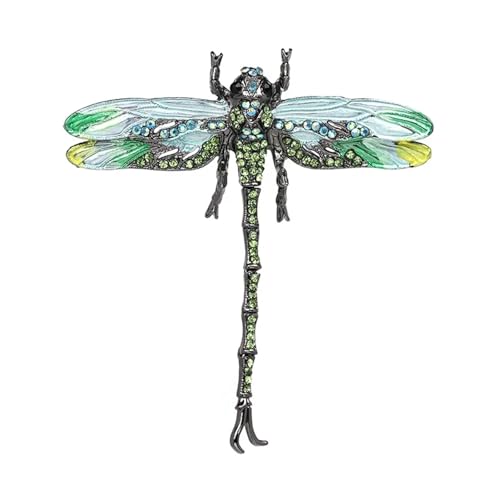 Kristall Libelle Broschen for Frauen Mädchen Grün Charme Schmuck Schal Revers Pins Brosche Antike Zubehör(Color 2) von DSFDFDG