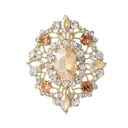 Strass Oval Broschen for Frauen Unisex Kristall Glas Pins Bankett Party Rucksack Schmuck Zubehör(Golden) von DSFDFDG