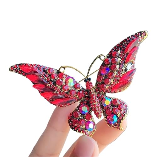 Trendy Kristall Große Schmetterling Brosche Pins Weibliche Temperament Charme Intarsien Voll Strass Broschen for Frauen Party Hochzeit(Color 4) von DSFDFDG