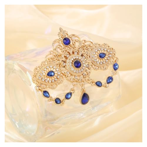 Vintage Material Zinklegierung Brosche Damen Kristall Brosche Schmuck Blumenform Kaftan Pin Kleid Abzeichen(Gold blue) von DSFDFDG