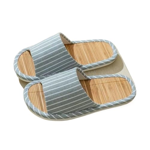 DSFIHJO Strohpantoffeln FüR Damen Damen Sommer-Mattensandalen, weich, rutschfest, atmungsaktiv, offene Zehenpartie, schweißableitende Hausschuhe, leichte, geräuscharme Hausschuhe(Blue,36-37) von DSFIHJO