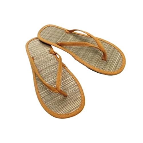 DSFIHJO Strohpantoffeln FüR Damen Sommer Damen Flache Flip-Flops Hausschuhe Bequeme rutschfeste Sandalen Rattan Flip Flop Hausschuhe(Orange,41) von DSFIHJO
