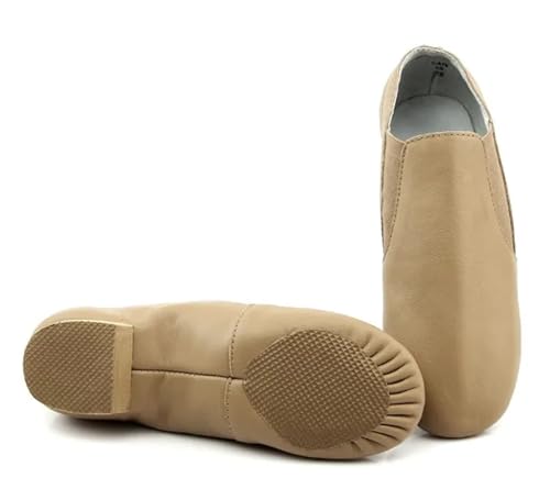 DSFIHJO jazztanzschuhe Damen 1. Schicht Slip On Jazz Dance Schuhe Damen Ballett Jazzy Dancing Excercise Gym(Tan,42) von DSFIHJO