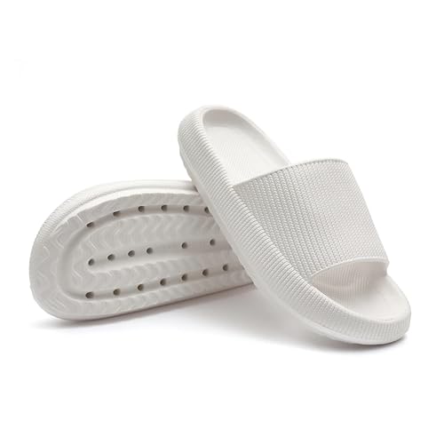 DSFIHJO wolkenpantoffeln Cloud Kissen Slides Frauen Sommer Weiche Hausschuhe Dicke Plattform Badezimmer Home Männer Indoor Rutschfeste Anti-Rutsch-weibliche(WHITE,38-39(foot 240mm)) von DSFIHJO