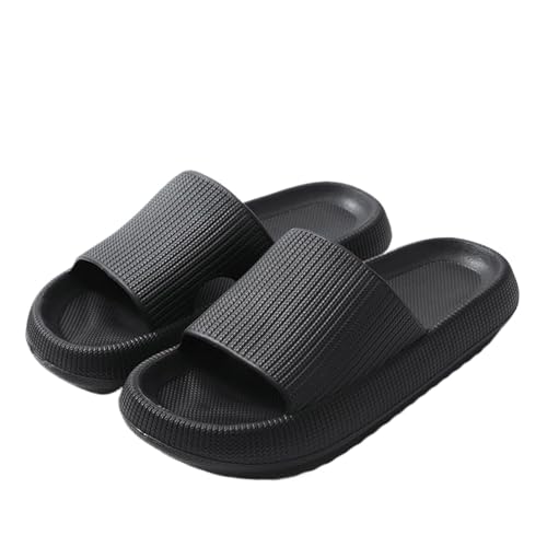 DSFIHJO wolkenpantoffeln Cloud Sliders Damen Herren Gepolsterte Hausschuhe mit dicker Laufsohle, rutschfeste, wasserdichte Kissenschieber for Badezimmer, Pool und Outdoor(Black,38-39(UK 5-5.5)) von DSFIHJO