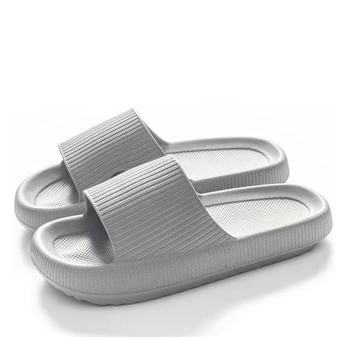 DSFIHJO wolkenpantoffeln Cloud Sliders Damen Herren Gepolsterte Hausschuhe mit dicker Laufsohle, rutschfeste, wasserdichte Kissenschieber for Badezimmer, Pool und Outdoor(GRAY,46-47(UK 12-13)) von DSFIHJO