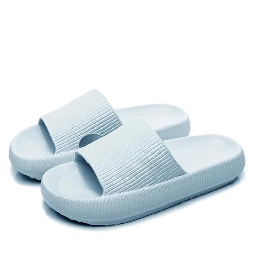 DSFIHJO wolkenpantoffeln Cloud Sliders Damen Herren Gepolsterte Hausschuhe mit dicker Laufsohle, rutschfeste, wasserdichte Kissenschieber for Badezimmer, Pool und Outdoor(SKY BLUE,36-37(UK 3.5-4)) von DSFIHJO