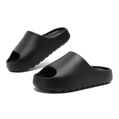 DSFIHJO wolkenpantoffeln Herren Hausschuhe Herrenschuhe Sommer Flache Sandalen Outdoor Rutschfeste Strand Casual Light Cloud(Black,36-37) von DSFIHJO