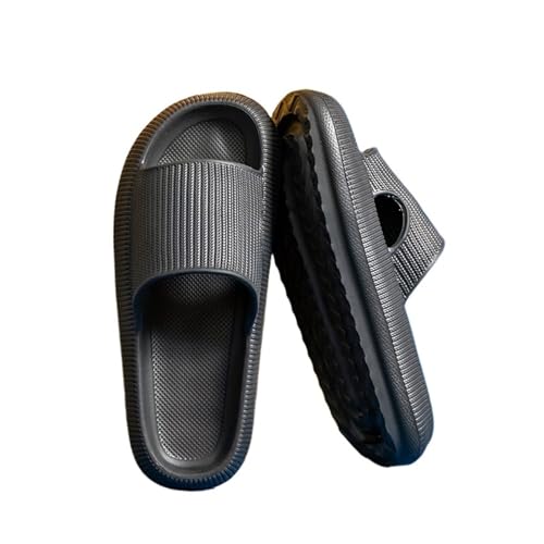 DSFIHJO wolkenpantoffeln Sommer Hausschuhe Damen Soild Slides Bequemes Badezimmer EVA Cloud Weiche Dicke Rutschfeste Indoor Männer Flache Ferse Home Kissen Schuhe(Black,40-41(foot 250mm)) von DSFIHJO