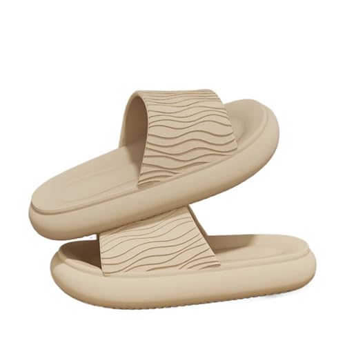 DSFIHJO wolkenpantoffeln Weiche Unterseite Wolken Hausschuhe Frauen Rot Dicke Plattform Kissen Rutschen Frau Sommer Rutschfeste Strand Sandalen Paar Flip-Flops(Khaki,44-45) von DSFIHJO