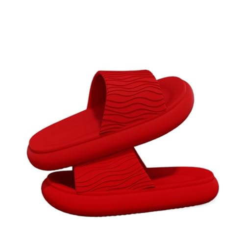 DSFIHJO wolkenpantoffeln Weiche Unterseite Wolken Hausschuhe Frauen Rot Dicke Plattform Kissen Rutschen Frau Sommer Rutschfeste Strand Sandalen Paar Flip-Flops(Red,40-41) von DSFIHJO