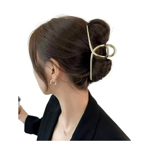 Haarklammern Legierung Haar Klaue Einfache Spray Farbe Große Hai Clip Haarnadel Kopfbedeckungen(Eight-character golden grip 13.5cm) von DSFIHJO