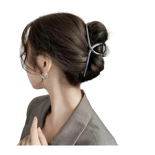 Haarklammern Legierung Haar Klaue Einfache Spray Farbe Große Hai Clip Haarnadel Kopfbedeckungen(Eight-character gun black grip 13.5cm) von DSFIHJO