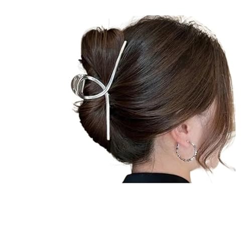 Haarklammern Legierung Haar Klaue Einfache Spray Farbe Große Hai Clip Haarnadel Kopfbedeckungen(Eight-character silver grip 13.5cm) von DSFIHJO