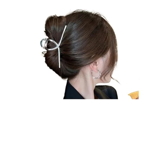 Haarklammern Legierung Haar Klaue Einfache Spray Farbe Große Hai Clip Haarnadel Kopfbedeckungen(Eight-character silver gripper 11.5cm) von DSFIHJO