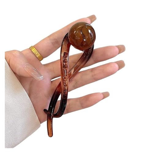 Haarklammern Twist Haarspange Kunststoffperle Imitation Perle Haarnadel Twisted Design Damen Haarschmuck(Coffee Bead) von DSFIHJO