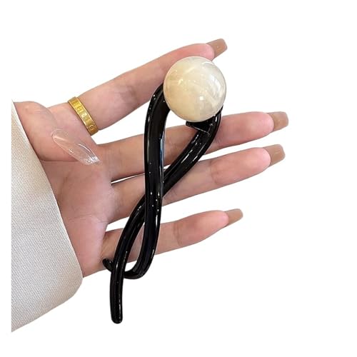 Haarklammern Twist Haarspange Kunststoffperle Imitation Perle Haarnadel Twisted Design Damen Haarschmuck(Cream Bead) von DSFIHJO