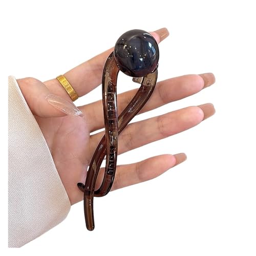 Haarklammern Twist Haarspange Kunststoffperle Imitation Perle Haarnadel Twisted Design Damen Haarschmuck(Dark Grey Bead) von DSFIHJO