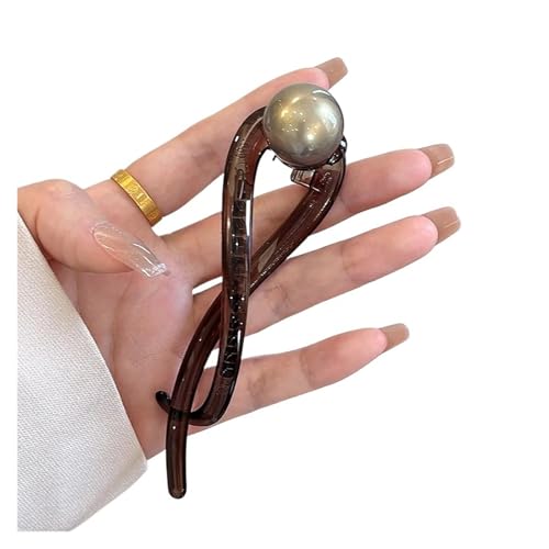 Haarklammern Twist Haarspange Kunststoffperle Imitation Perle Haarnadel Twisted Design Damen Haarschmuck(Grey Pearl) von DSFIHJO