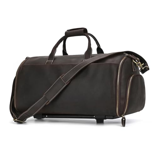 Reisetasche Leder Echtes Leder Gepäcktasche for Anzüge Trolley Tasche for Reisen Handtasche Männer Männlich Business Wochenende Tasche Mit Rädern Reisetasche von DSFIHJO