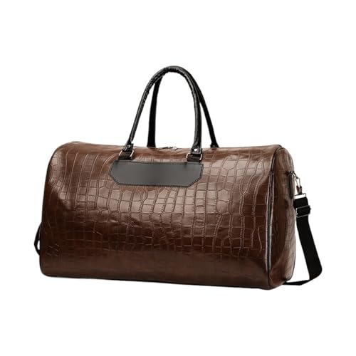 Reisetasche Leder Leder Business Herren Reisetaschen Große Kapazität Hand Reisetaschen Mode Boarding Reisetasche Gepäck Große Sporttasche(Coffee) von DSFIHJO