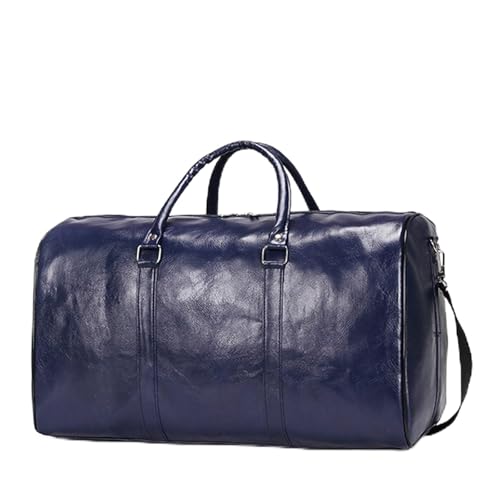 Reisetasche Leder Leder Reisetasche Große Duffle Unabhängige Große Fitness Taschen Handtasche Tasche Gepäck Umhängetasche Schwarz Männer Mode Zipper Pu(Blue) von DSFIHJO