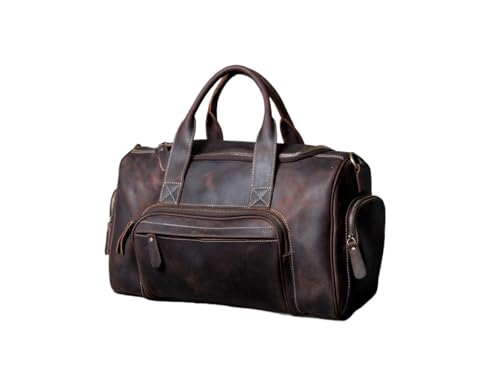 Reisetasche Leder Männer Reisetaschen Mann Outdoor Echtes Leder Gepäcktasche Designer Geschäftsreisetasche Männlich Kaffee Schwarz(Coffee) von DSFIHJO