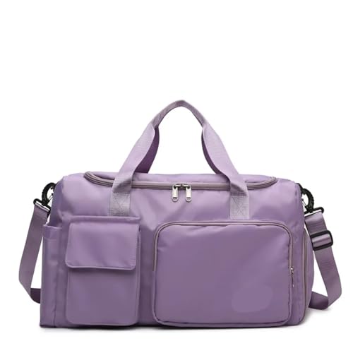 Sporttasche wasserdichte Gym Fitness Yoga Sporttaschen for Frauen Handgepäck Reisetaschen Große Kapazität Weekender Übernachtung Duffle Gepäck Handtasche(Purple) von DSFIHJO