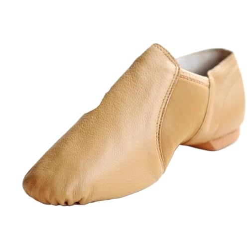 jazztanzschuhe Damen Jazzschuhe Damen Tanzschuhe Herren Jazz Neopren Stretch Stiefel Slip On Dance Sneaker Gymnastik(Tan,40) von DSFIHJO
