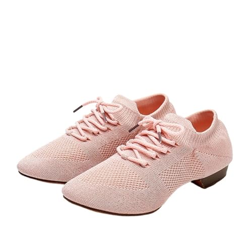 jazztanzschuhe Damen Mesh Jazz Ballett Tanz Schuhe for Frauen Weiche Turnschuhe Schwarz Tan Sport Pointe Yoga for(Indoor pink,39) von DSFIHJO