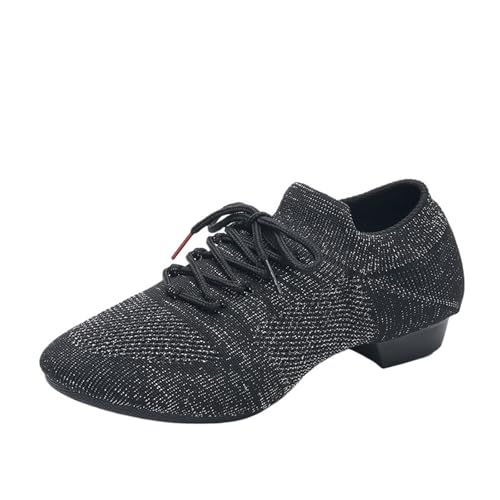 jazztanzschuhe Damen Mesh Jazz Ballett Tanz Schuhe for Frauen Weiche Turnschuhe Schwarz Tan Sport Pointe Yoga for(Outdoor Black,35) von DSFIHJO